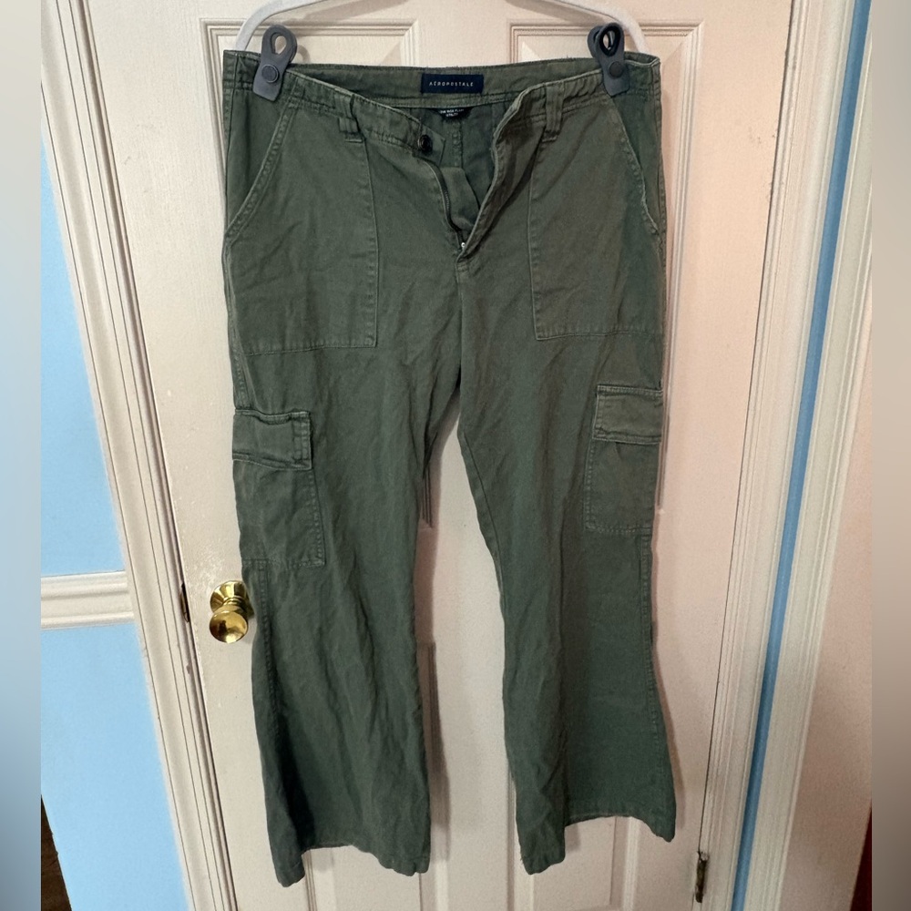 Aeropostale Olive Green Low Rise Flare Utility Pants